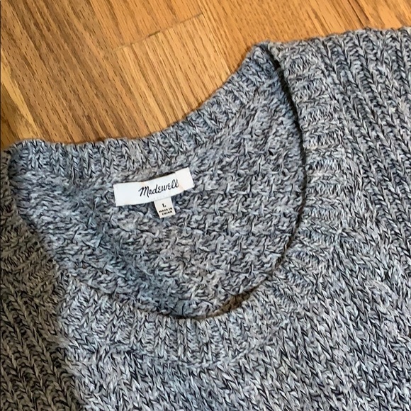 Madewell Marled Plaza Pullover Sweater 3/4 Sleeve Cuffed Blue White Size L - Picture 3 of 6
